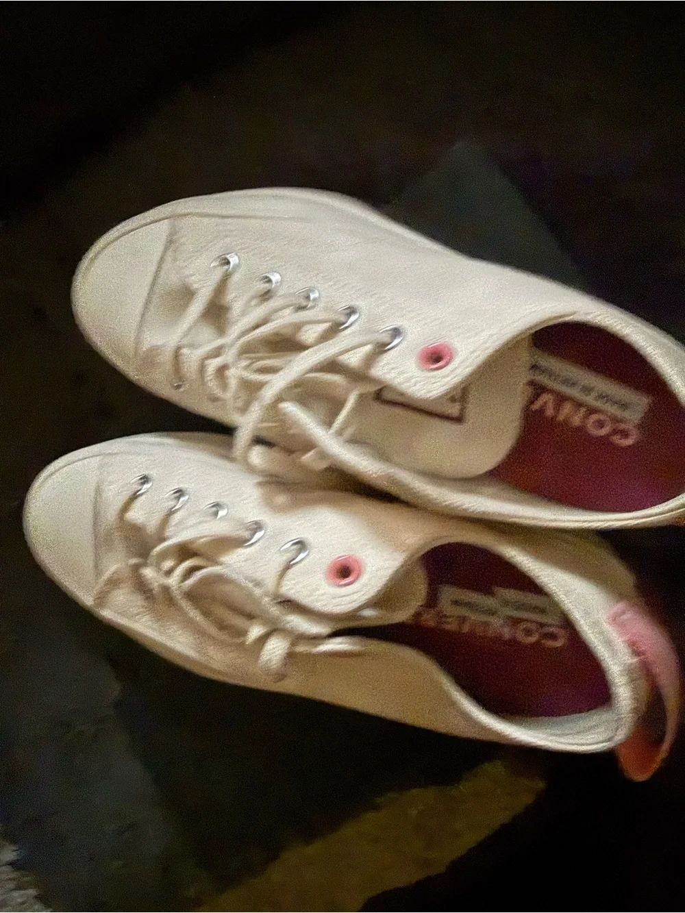 🔥🔥RUN STAR HIKE Cream Platform Sneakers with Green and Pink Sawtooth Soles - Picture 4 of 9